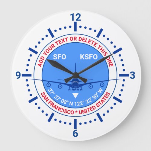 Aviator Pilot Traveler Tourist Customizable Large Clock