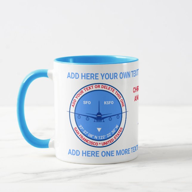 Aviator, Pilot, Traveler Tourist Customizable Mug (Left)