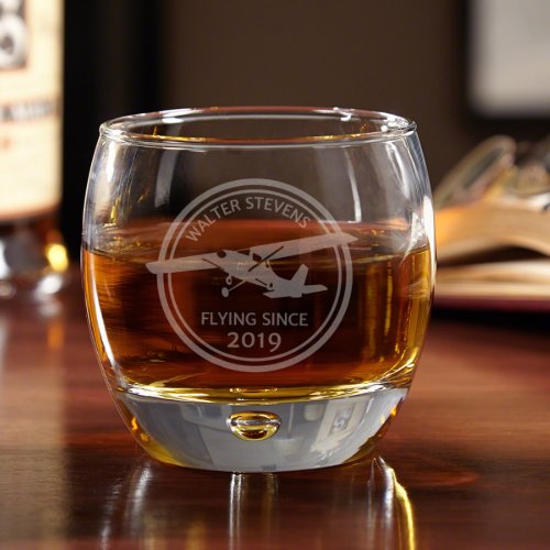 Aviator Proud Pilot Uptown Engraved Whiskey Glass