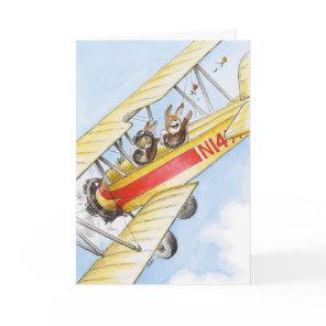 Aviator Rabbit Couple Greeting Card