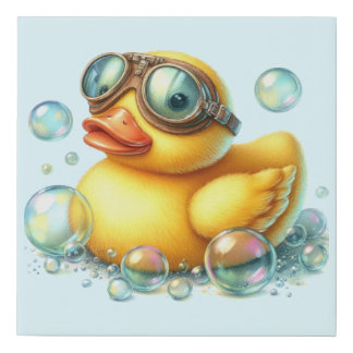 Aviator Rubber Duck Faux Canvas Print