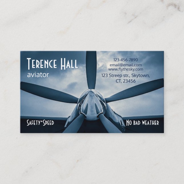Aviator Safety Speed customizable Business Card (Front)