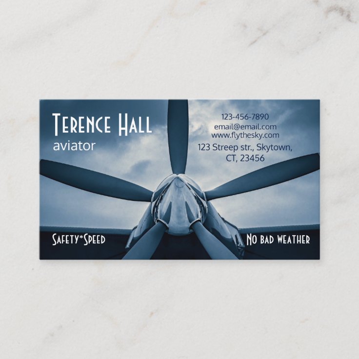 Aviator Safety Speed customizable Business Card Zazzle
