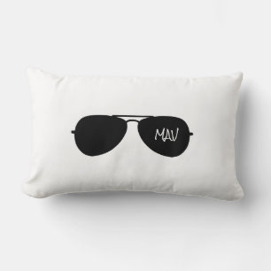 Aviator Sunglasses Black Pilot Initials MAVerick Lumbar Pillow