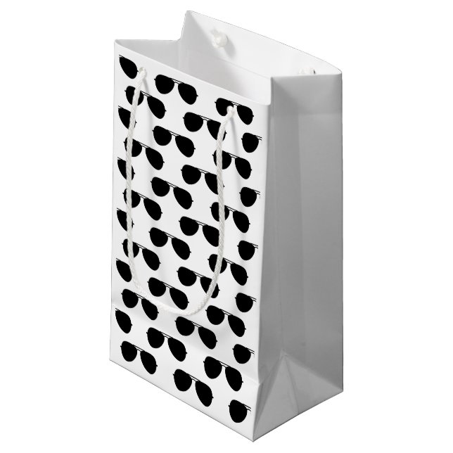 Aviator Sunglasses Pattern Flying Pilot Airplanes Small Gift Bag (Front Angled)