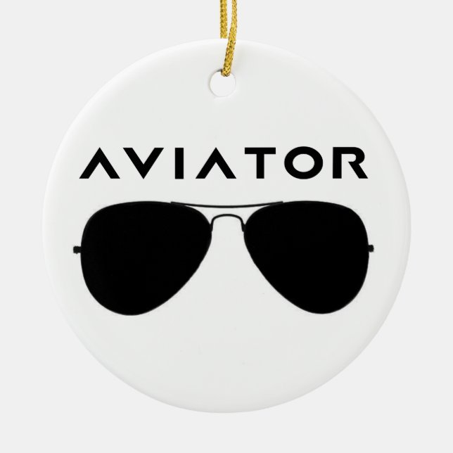 Aviator SUnglasses Silhouette Ceramic Ornament (Front)