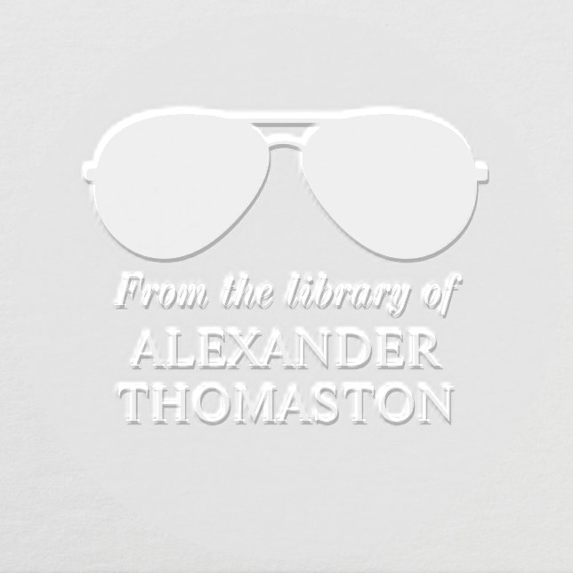 Aviator Sunglasses Silhouette Library Book Name Embosser (Design)
