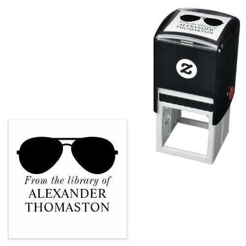 Aviator Sunglasses Silhouette Library Book Name Self_inking Stamp