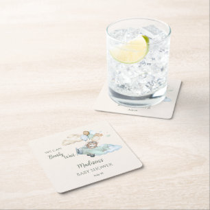 Aviator Teddy Bear Baby Shower Paper Coasters