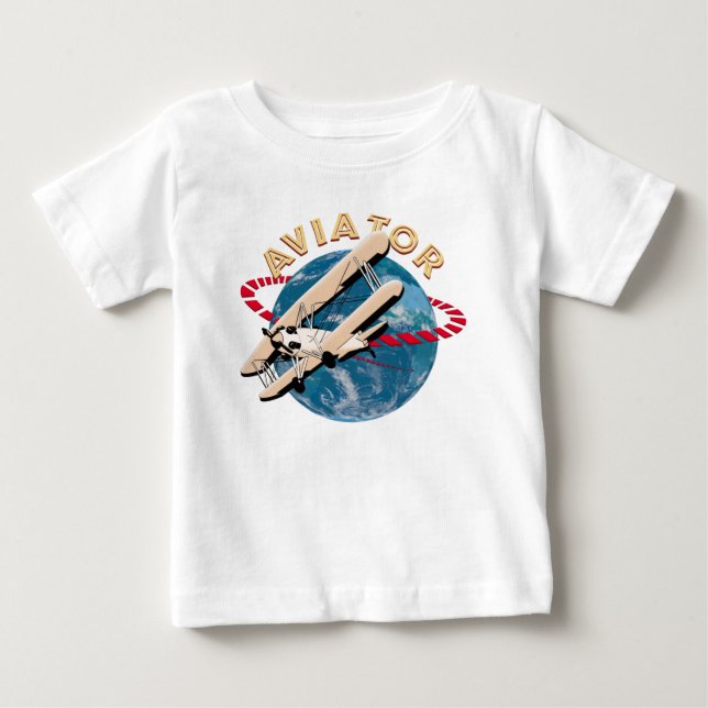 Aviator traveling the world baby T-Shirt (Front)