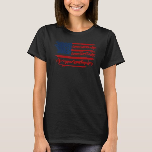 Aviator Us Flag Airplane Pilot Funny For Men Women T-Shirt (Front)