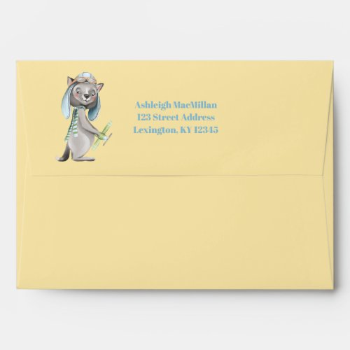 Aviator Wolf Baby Shower Envelope _ Yellow Blue