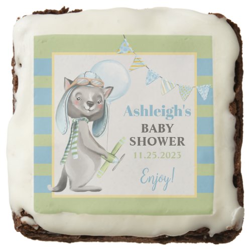 Aviator Wolf Striped Baby Shower Brownie