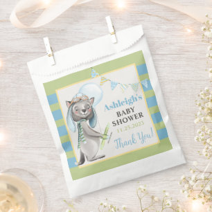 Aviator Wolf, Striped Baby Shower Favor Bag