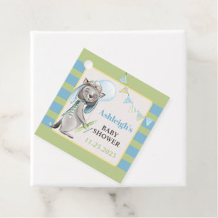 Aviator Wolf, Striped Baby Shower Favor Tags