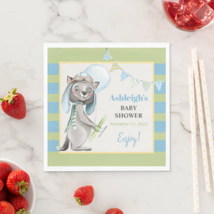 Aviator Wolf, Striped Baby Shower Napkins