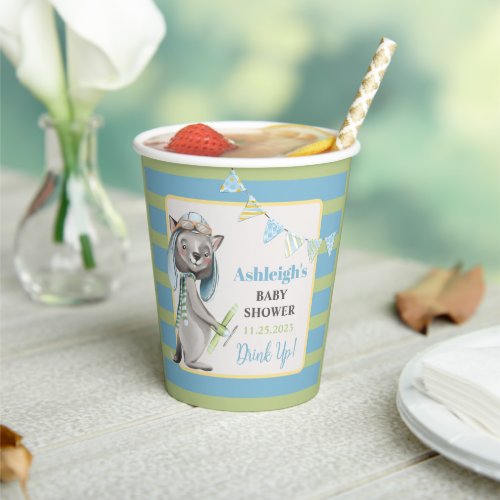 Aviator Wolf Striped Baby Shower Paper Cups