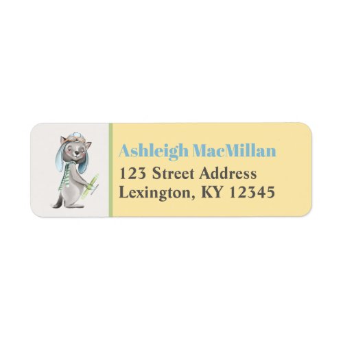 Aviator Wolf With Plane Baby Shower Return Address Label