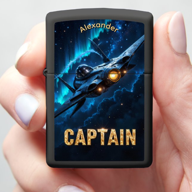 Aviator's Aurora Night Command Gift Zippo Lighter (In Hand)