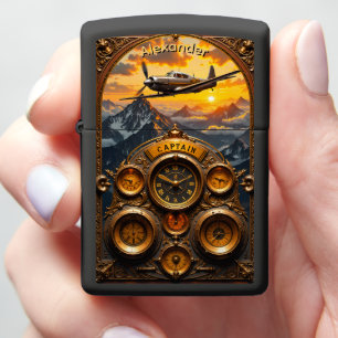 Aviator's Bronze Time Commander Gift Zippo Lighter