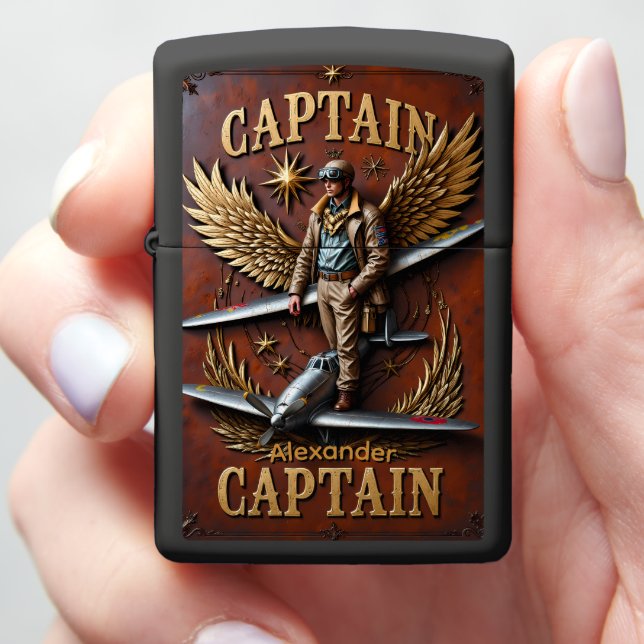 Aviator's Double Captain Commander Gift Zippo Lighter (In Hand)