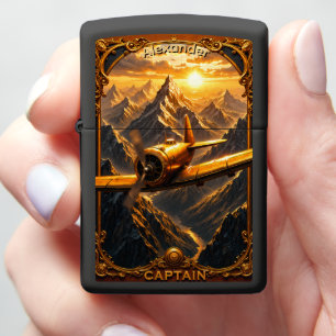 Aviator's Gold Propeller Mountain Ascent Zippo Lighter