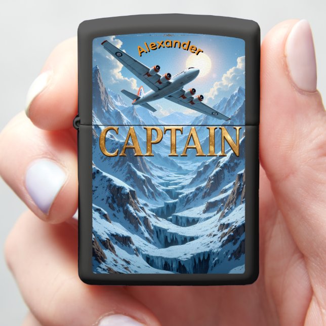 Aviator's Majestic Glacier Commander Gift Zippo Lighter (In Hand)