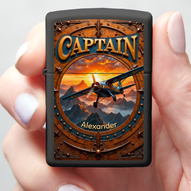 Aviator's Vintage Gilded Ascent Gift Zippo Lighter (In Hand)