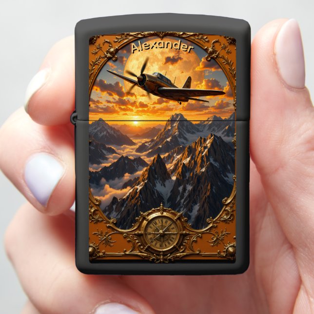 Aviator's Vintage Mountain Lookout Gift Zippo Lighter (In Hand)