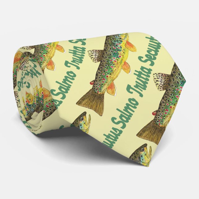 Avid Brown Trout Fly Fisherman, Angler's Unique Tie (Rolled)