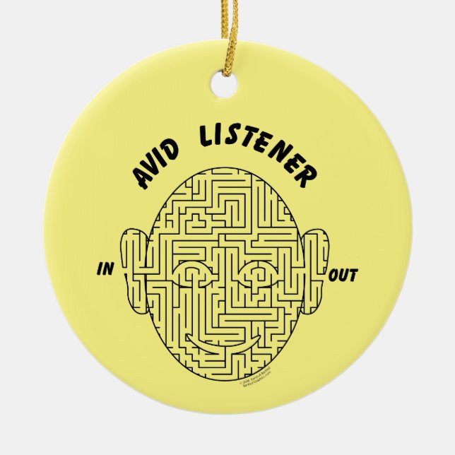 Avid Listener Ceramic Ornament (Front)