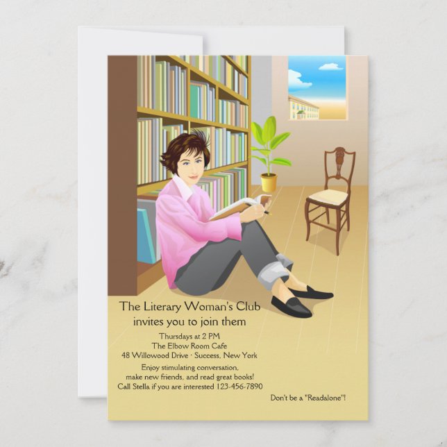 Avid Reader Book Club Invitation (Front)