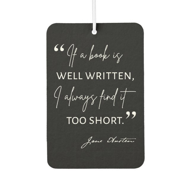 Avid Reader II - Jane Austen Quote Air Freshener (Front)