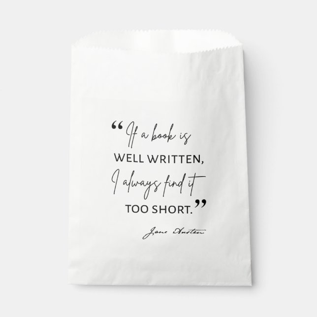 Avid Reader II - Jane Austen Quote Favor Bag (Front)