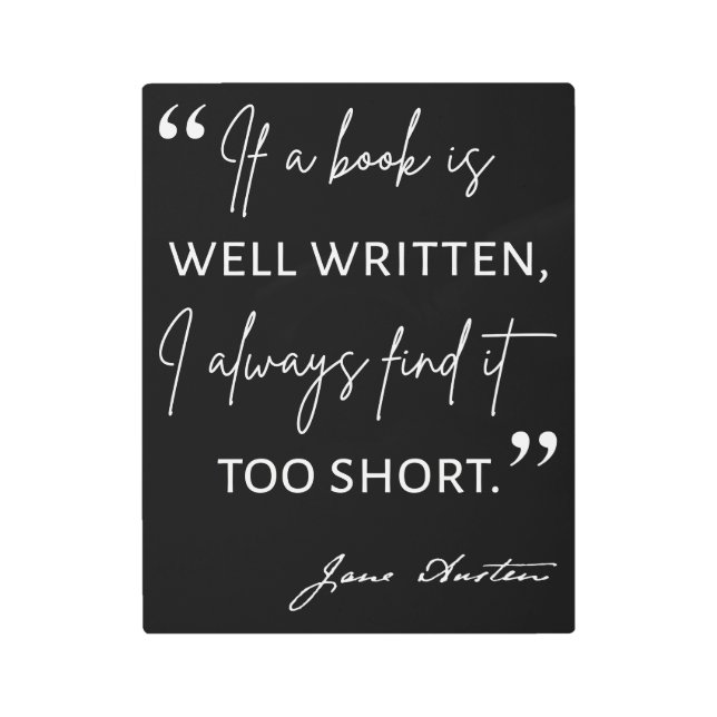 Avid Reader II - Jane Austen Quote Metal Print (Front)
