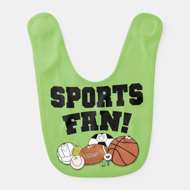 Avid Sports Fan Sports Ball Characters Bib (Front)