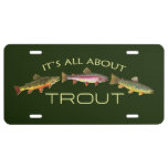 Avid Trout Fishermans License Plate at Zazzle