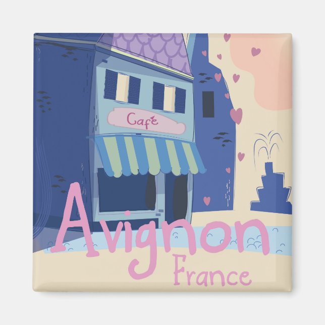Avignon France cartoon travel poster Magnet (Front)