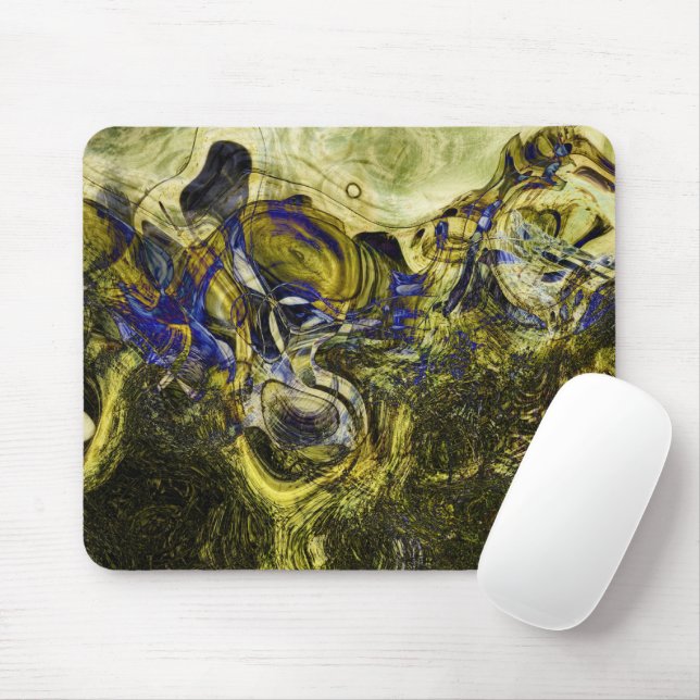 Avignon Olive Green Abstract Mouse Pad (With Mouse)