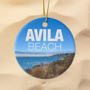 Avila Beach Overlook Photography Christmas Ceramic Ornament