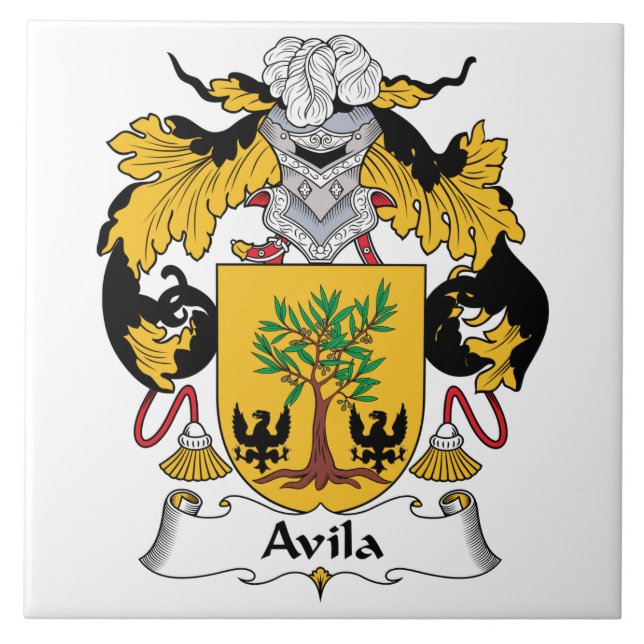 Avila Family Crest Ceramic Tile (Front)