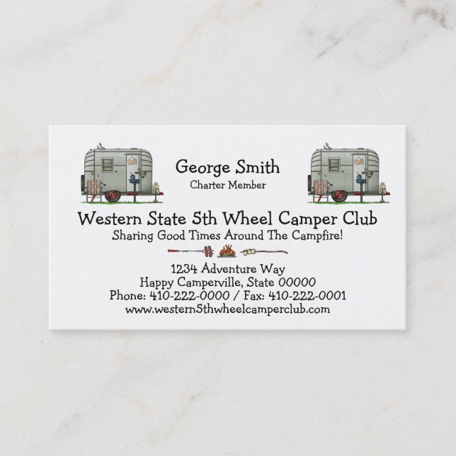 Avion Camper Trailer HSH Business Card (Front)