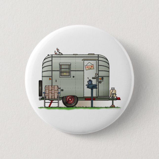 Avion Camper Trailer Pinback Button (Front)