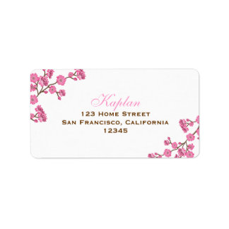 Avital Brown Pink Flowers Address Label