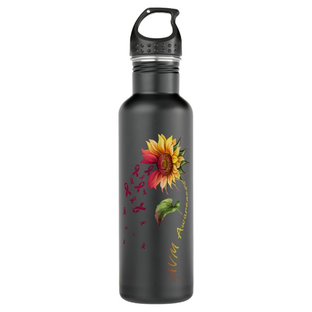 AVM Awareness Sunflower  Stainless Steel Water Bottle (Front)
