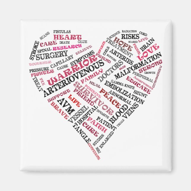 AVM Awareness Word Soup Heart Magnet (Front)