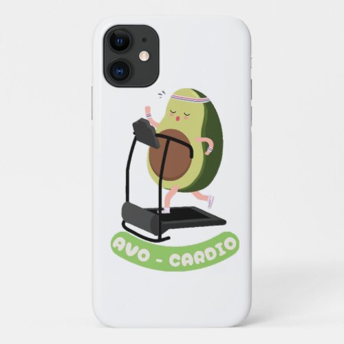 Avo Cardio Avocado Running on a Treadmill iPhone 11 Case