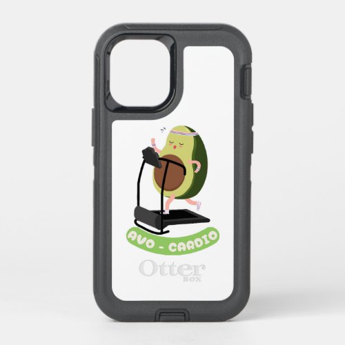 Avo Cardio Avocado Running on a Treadmill OtterBox Defender iPhone 12 Mini Case