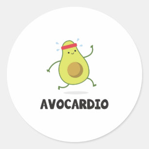 Avo Cardio Funny Workout Tropical Fruit Avocado Classic Round Sticker