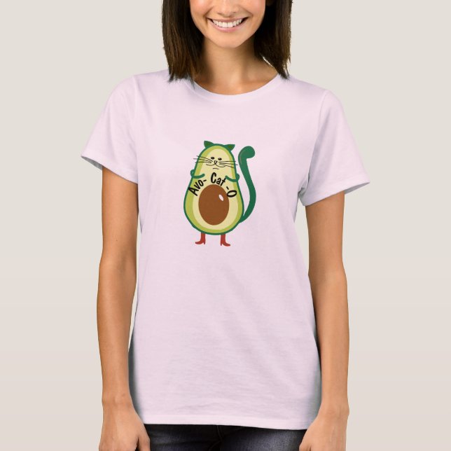 Avo-cat-o , Funny Nerdy Cat Guac Avocado Lovers T- T-Shirt (Front)